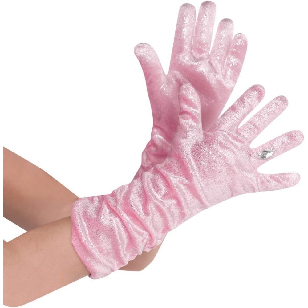 Costume Accessory, One Size, Pink Flocked Gloves